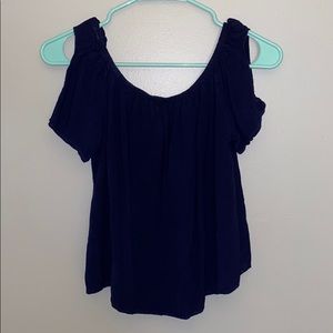 Navy Off the Shoulder Top